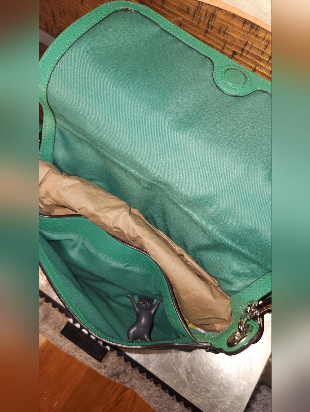 Green Crossbody Coach Bag with Horse & Carriage - Picture 11 of 17